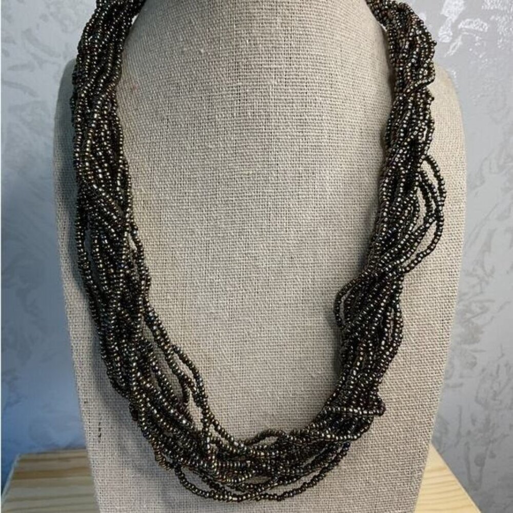 Multistrand Seed Bead Necklace With Twist Design